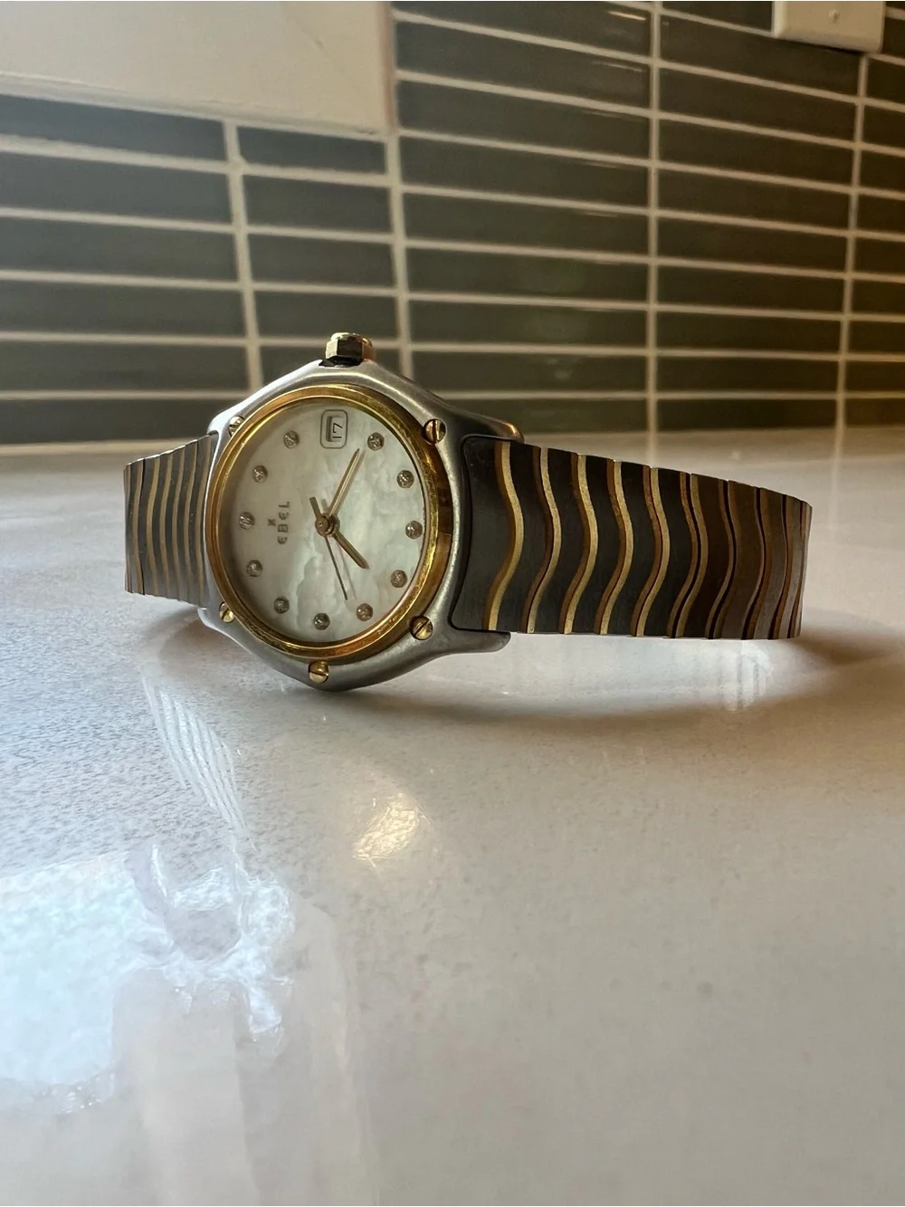 EBEL Two-Tone Gold & Silver Mother-of-Pearl Women's Smartwatch-Style Timepiece